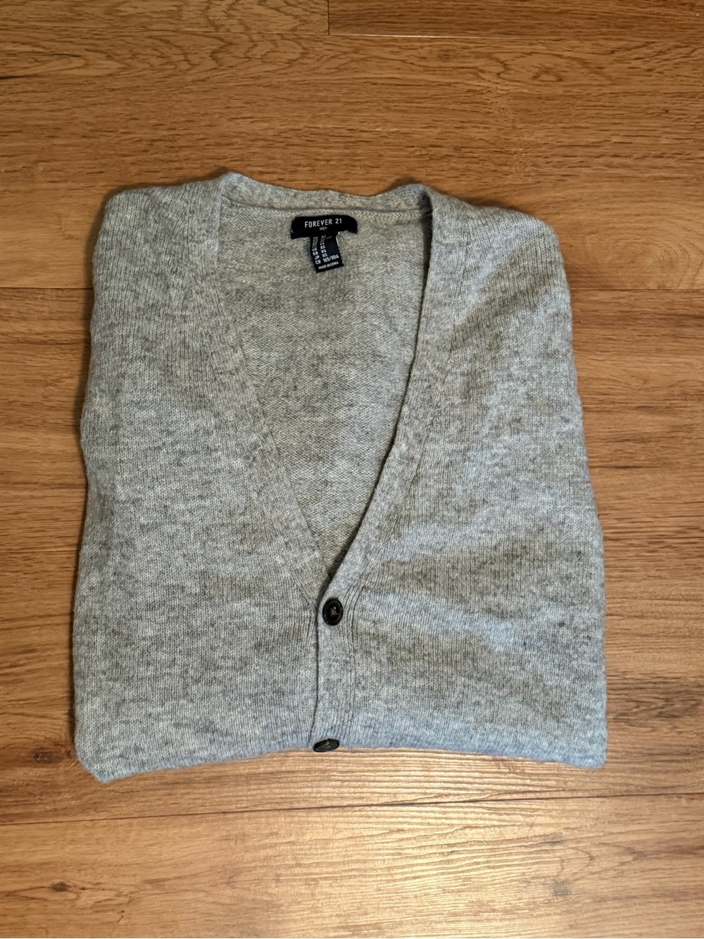 Forever 21 Men Light Gray V-Neck Cardigan